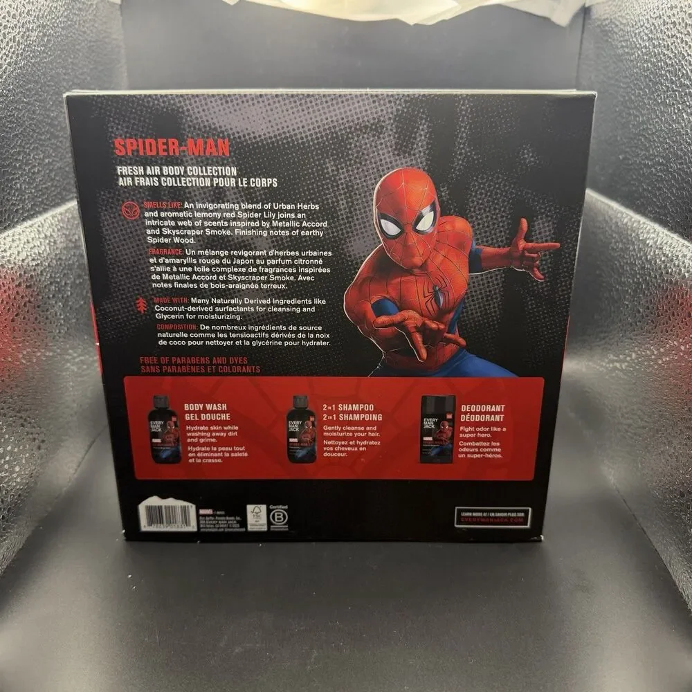 Every Man Jack Marvel Spider-Man Toiletries Set Body Wash Shampoo Deodorant